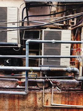 Air Con Units on Run-Down Hong Kong Building Exterior