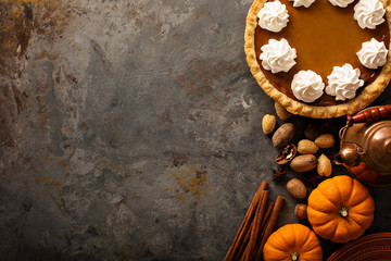Pumpkin pie with whipped cream - obrazy, fototapety, plakaty