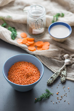 Red lentil soup with cumin seeds