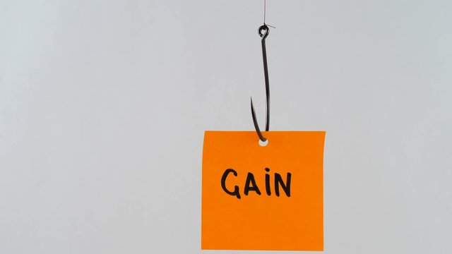 Illustration, on fishhook Gain