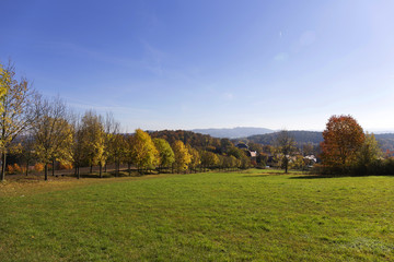 Colorful autumn sunny Landscape from the central Bohemia, Czech Republic