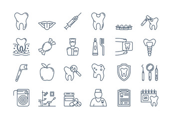 1691903 07 Outline DENTAL CARE icons set