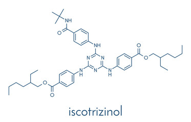 Iscotrizinol sunscreen molecule (UV filter). Skeletal formula.