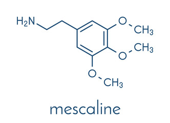 Mescaline peyote cactus psychedelic molecule. Skeletal formula. - obrazy, fototapety, plakaty