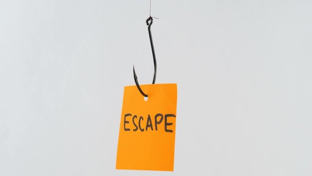 Illustration, on fishhook Escape