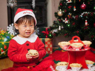 Happy santa baby girl
