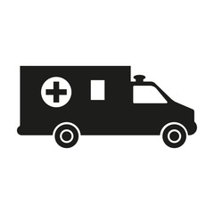 Ambulance car black silhouette on white background. Paramedic emergency auto.