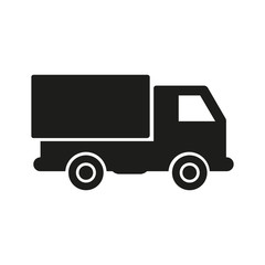 Fototapeta na wymiar Truck with freight simple icon silhouette on white background.