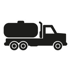 Truck with tank cistern trailer simple icon silhouette on background.