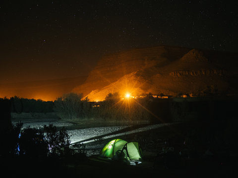 Tent under african rock