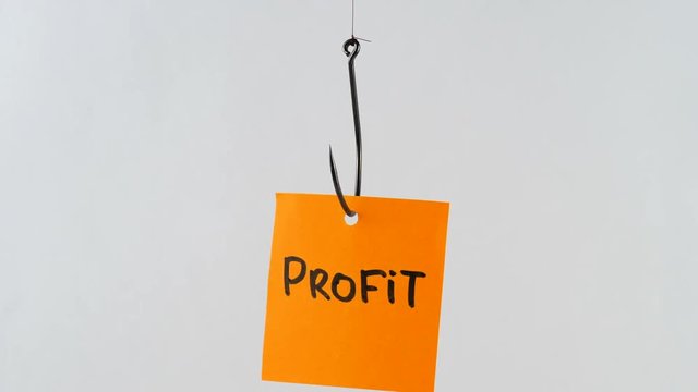 Illustration, on fishhook Profit
