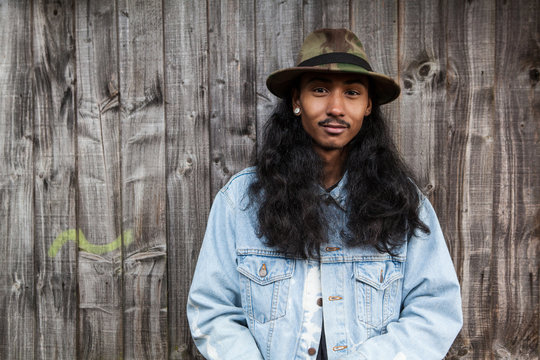 Portraits of stylish mixed race man