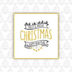 Christmas background with christmas trees and greetings