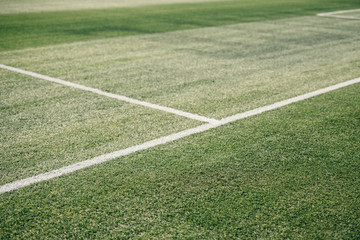 Close-up of pitch marking on soccer field