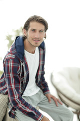 Obraz premium portrait of a successful guy in a checked shirt.