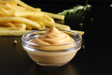 French fries and cheese sauce
