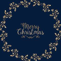 Christmas background with floral wreath and greetings
