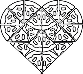 herz liebe lieblingsessen paprika teil stücke pizza rund groß comic cartoon clipart salami