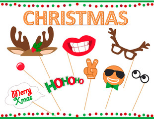 Photo booth props for merry Christmas © Alona Khadzhyoglo