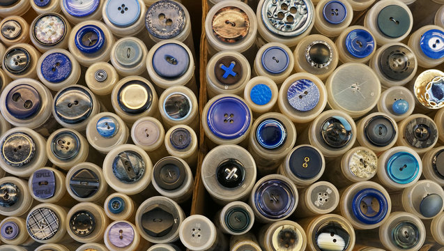 Buttons for sale in tubes on the market