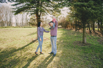 family in a wood