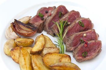 Beef steak and French fries