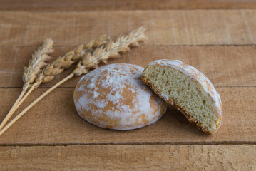 traditional russian gingerbread on wooden background