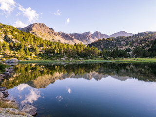 Estany Primer lake in Andorra, Pyrenees Mountains