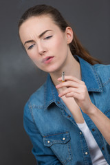 young woman smoking