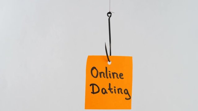 Illustration, on fishhook Online Dating