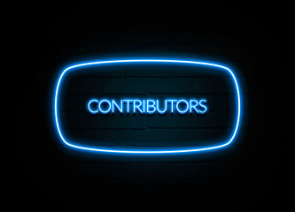Contributors  - colorful Neon Sign on brickwall