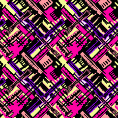 Seamless grunge geometric modern pattern.