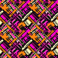 Seamless grunge geometric modern pattern.