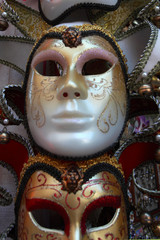 typical venetian masks on the stalls a