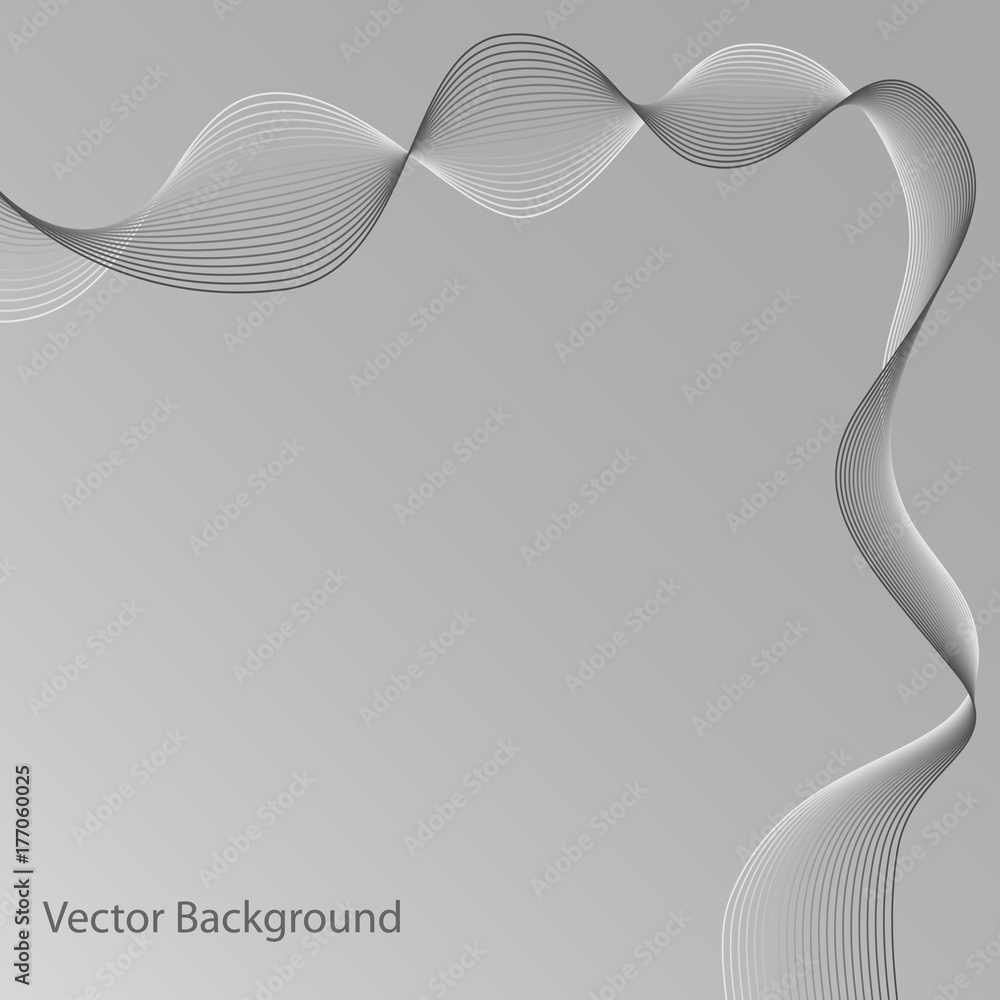 Poster abstract gray wave. vector abstract background of wave. black and white halftone vector illustration