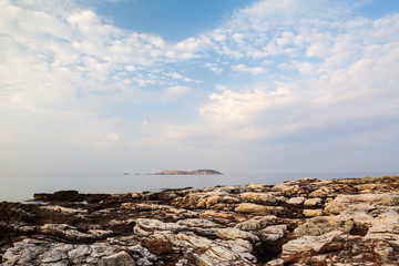Fototapeta na wymiar Thassos island - Psili Amos beach - beautiful greek landscape with stones and details 