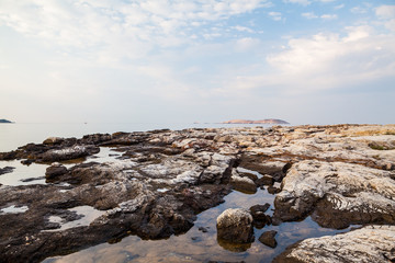 Thassos island - Psili Amos beach - beautiful greek landscape with stones and details
