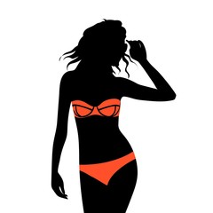 Beautiful young woman with sunglasses and bikini