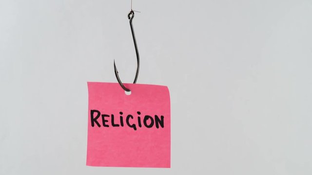 Illustration, on fishhook Religion