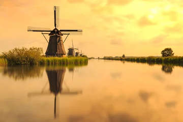 Fotobehang Traditional Dutch Windmills Kinderdijk World Unesco heritage © Sander Meertins