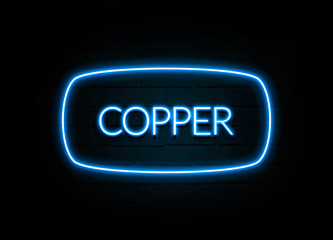 Copper  - colorful Neon Sign on brickwall