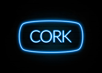 Cork  - colorful Neon Sign on brickwall
