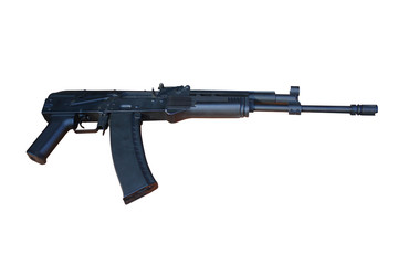 Gun assault rifle isolated. Automatic weapon gun isolated on white background. With clipping path