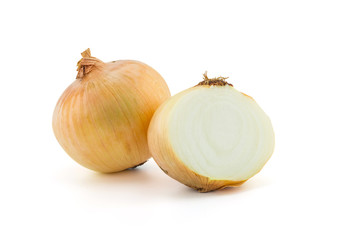 Ripe onion on a white background