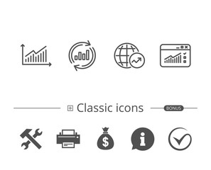 Fototapeta premium Analysis line icons. Chart, Report and Browser.