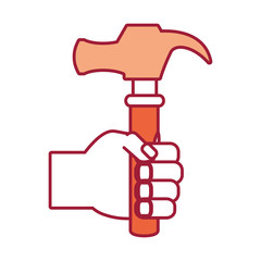 hand   with hammer vector  illustration