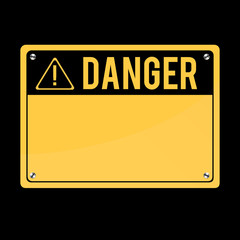 Danger Sign, vector. Flat Sign. Print exclamation mark. Poster. Announcement about the dangers. Plate on the bolts.
