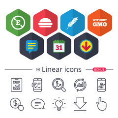 Food additive icon. Hamburger fast food sign.