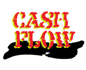 Cash flow sticker. Authentic design graphic stamp. Original series