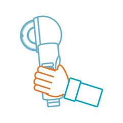 Fototapeta premium hand with circular saw vector illustration